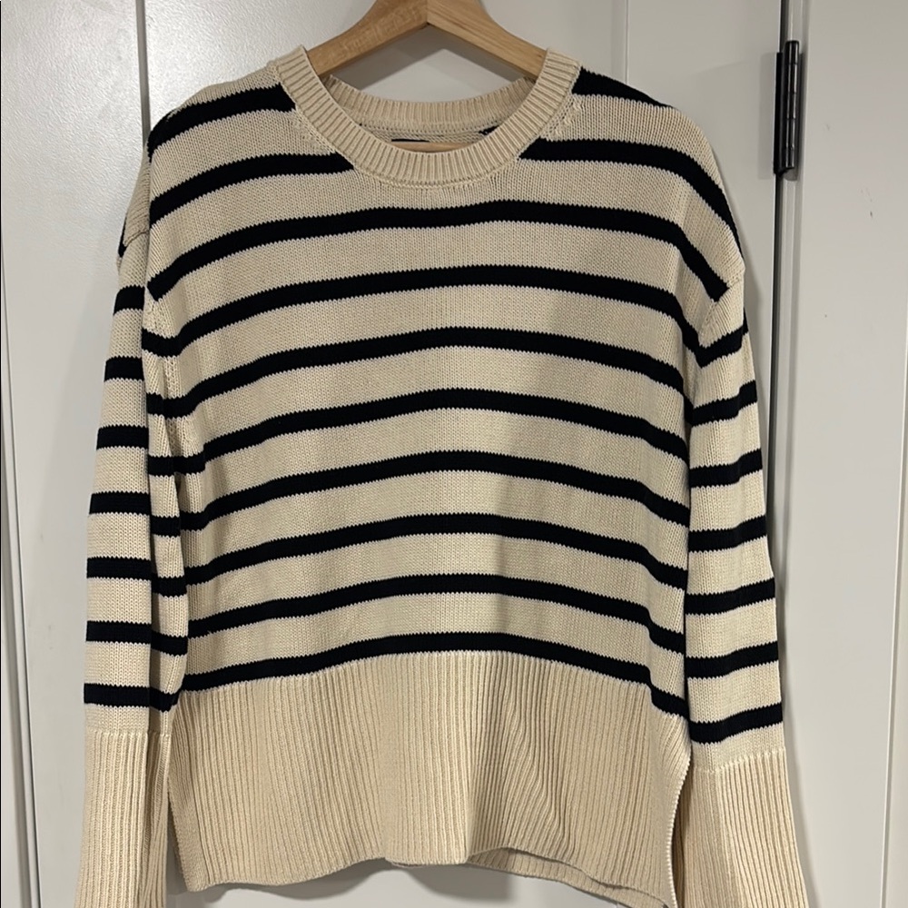 Striped Black and Cream Women's Sweater